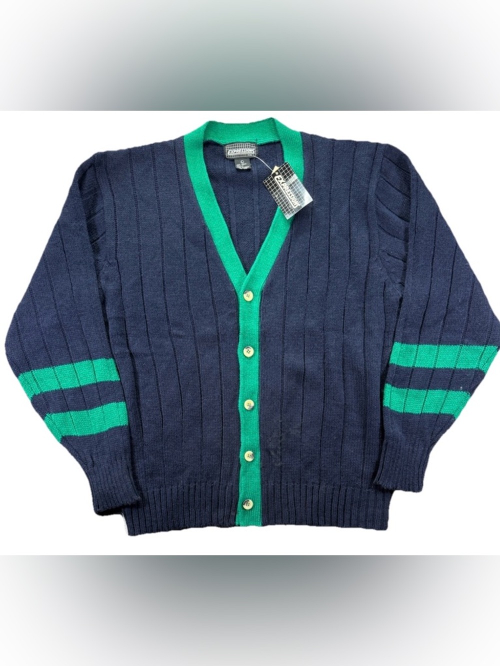 Vintage Expressions Cardigan Sweater NEW NWT Men's Large Blue 90s Knit Preppy